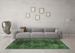 Machine Washable Oriental Green Industrial Area Rugs in a Living Room,, wshurb1890grn