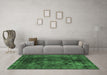 Machine Washable Oriental Emerald Green Industrial Area Rugs in a Living Room,, wshurb1890emgrn