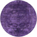 Round Mid-Century Modern Purple Oriental Rug, urb1890