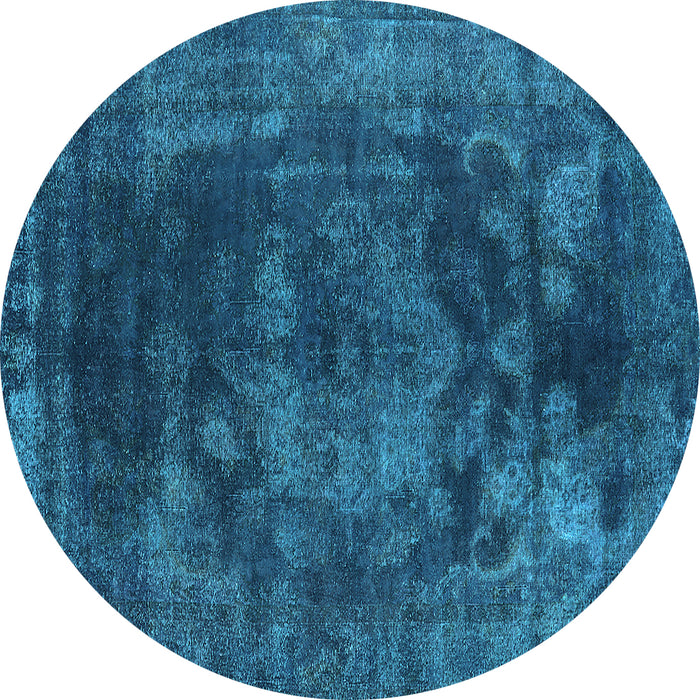 Round Oriental Turquoise Industrial Rug, urb1890turq