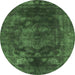 Round Oriental Green Industrial Rug, urb1890grn