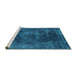 Sideview of Machine Washable Oriental Turquoise Industrial Area Rugs, wshurb1890turq