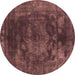 Round Oriental Brown Industrial Rug, urb1890brn