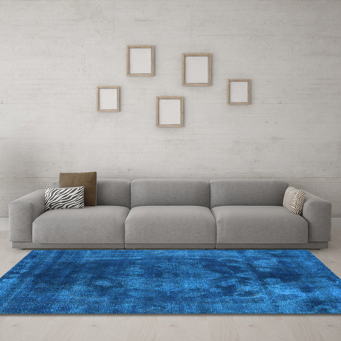 Machine Washable Oriental Light Blue Industrial Rug in a Living Room, wshurb1890lblu
