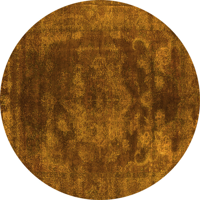 Round Oriental Yellow Industrial Rug, urb1890yw