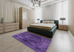 Mid-Century Modern Purple Oriental Rug in a Bedroom, urb1890