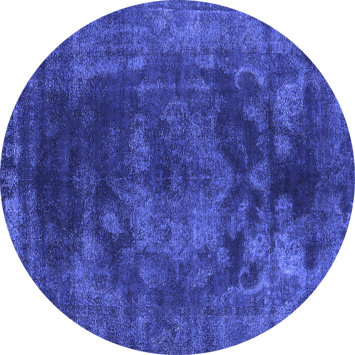 Round Oriental Blue Industrial Rug, urb1890blu