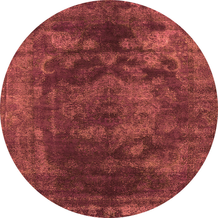 Round Machine Washable Oriental Orange Industrial Area Rugs, wshurb1890org