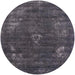 Round Machine Washable Industrial Modern Black Rug, wshurb1891