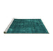 Sideview of Machine Washable Oriental Turquoise Industrial Area Rugs, wshurb1891turq