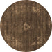 Round Machine Washable Oriental Brown Industrial Rug, wshurb1891brn