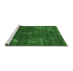 Sideview of Machine Washable Oriental Green Industrial Area Rugs, wshurb1891grn