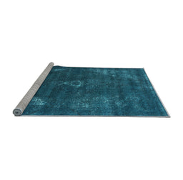 Sideview of Machine Washable Oriental Light Blue Industrial Rug, wshurb1891lblu