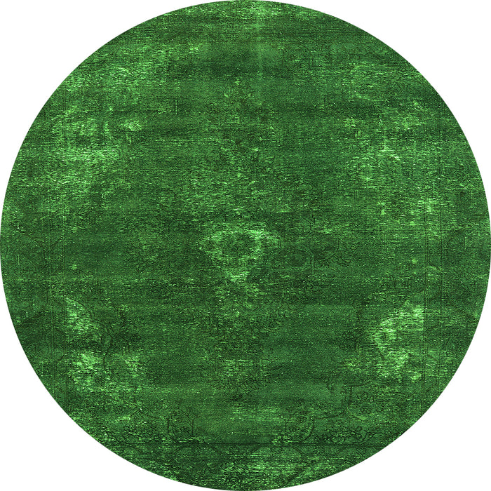 Round Oriental Green Industrial Rug, urb1891grn