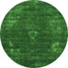 Round Oriental Green Industrial Rug, urb1891grn