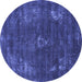 Round Oriental Blue Industrial Rug, urb1891blu