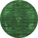 Round Oriental Emerald Green Industrial Rug, urb1891emgrn