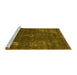 Sideview of Machine Washable Oriental Yellow Industrial Rug, wshurb1891yw