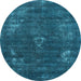 Round Oriental Light Blue Industrial Rug, urb1891lblu