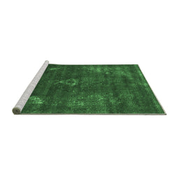 Sideview of Machine Washable Oriental Emerald Green Industrial Area Rugs, wshurb1891emgrn