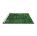 Sideview of Machine Washable Oriental Emerald Green Industrial Area Rugs, wshurb1891emgrn