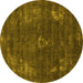 Round Oriental Yellow Industrial Rug, urb1891yw