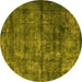 Round Oriental Yellow Industrial Rug, urb1892yw