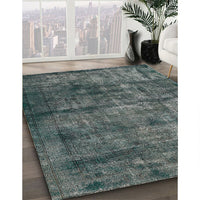 Mid-Century Modern Charcoal Blue Oriental Rug, urb1892