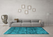 Machine Washable Oriental Light Blue Industrial Rug in a Living Room, wshurb1892lblu