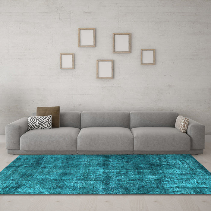 Machine Washable Oriental Light Blue Industrial Rug in a Living Room, wshurb1892lblu