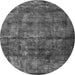 Round Oriental Gray Industrial Rug, urb1892gry