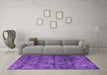 Machine Washable Oriental Purple Industrial Area Rugs in a Living Room, wshurb1892pur