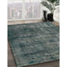 Mid-Century Modern Charcoal Blue Oriental Rug in Family Room, urb1892