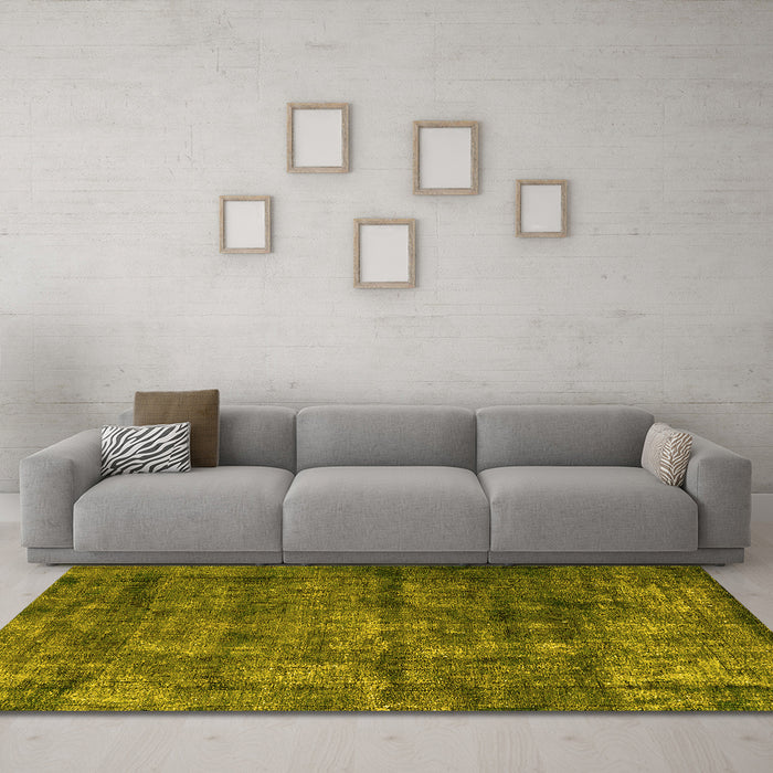 Machine Washable Oriental Yellow Industrial Rug in a Living Room, wshurb1892yw