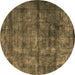 Round Oriental Brown Industrial Rug, urb1892brn