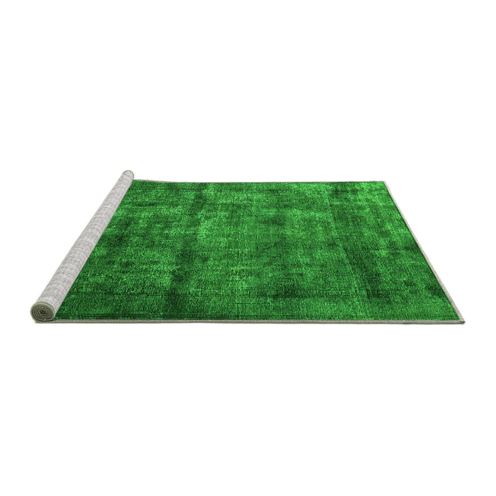 Sideview of Machine Washable Oriental Green Industrial Area Rugs, wshurb1892grn