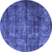 Round Oriental Blue Industrial Rug, urb1892blu