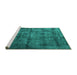 Sideview of Machine Washable Oriental Turquoise Industrial Area Rugs, wshurb1892turq