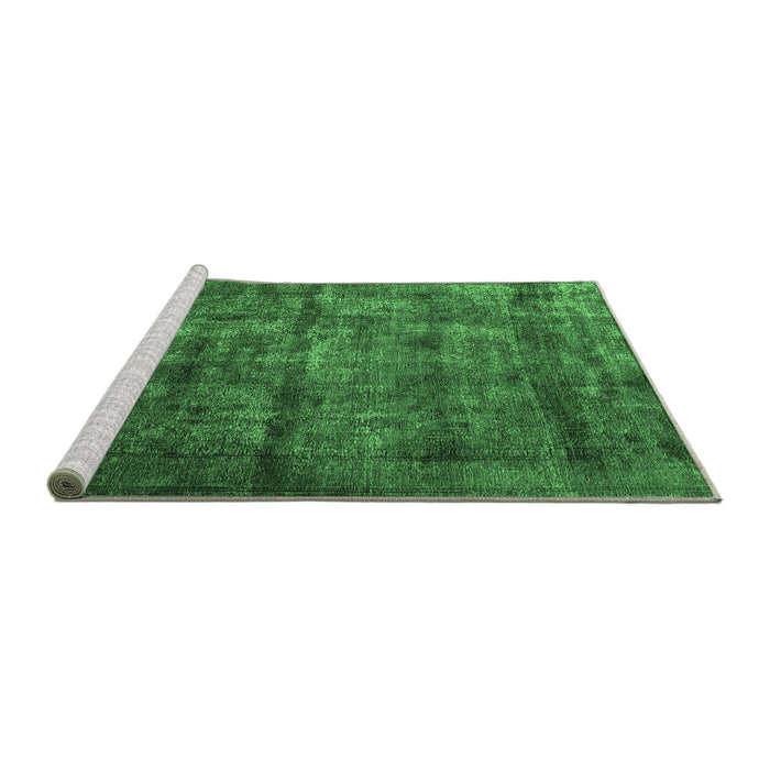 Sideview of Machine Washable Oriental Emerald Green Industrial Area Rugs, wshurb1892emgrn