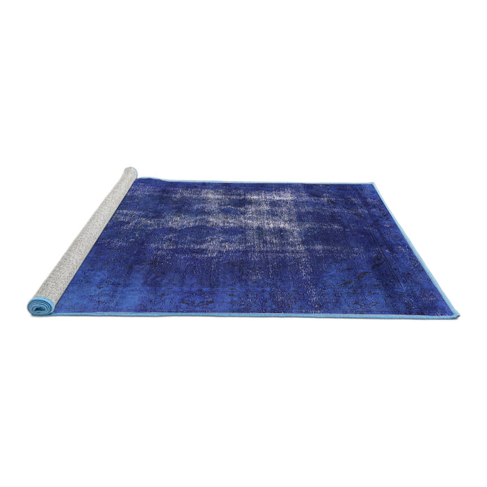 Sideview of Machine Washable Industrial Modern Sapphire Blue Rug, wshurb1893