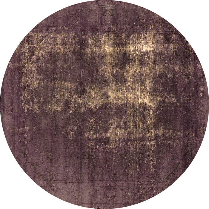 Round Machine Washable Oriental Brown Industrial Rug, wshurb1893brn