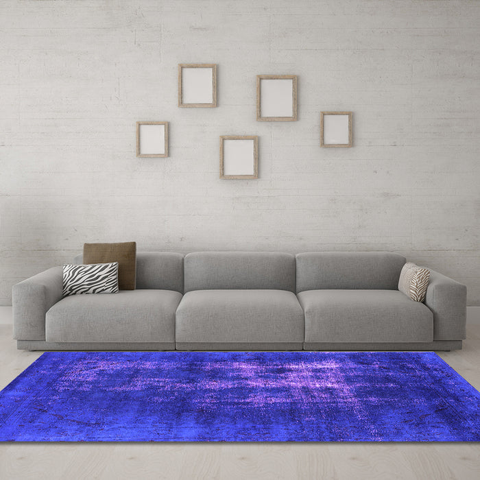 Machine Washable Oriental Purple Industrial Area Rugs in a Living Room, wshurb1893pur