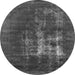 Round Oriental Gray Industrial Rug, urb1893gry