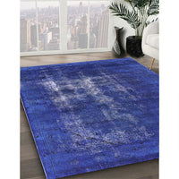 Mid-Century Modern Sapphire Blue Oriental Rug, urb1893