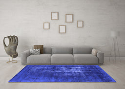 Machine Washable Oriental Blue Industrial Rug in a Living Room, wshurb1893blu