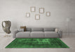 Machine Washable Oriental Emerald Green Industrial Area Rugs in a Living Room,, wshurb1893emgrn