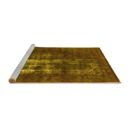 Sideview of Machine Washable Oriental Yellow Industrial Rug, wshurb1893yw