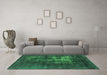 Machine Washable Oriental Green Industrial Area Rugs in a Living Room,, wshurb1893grn