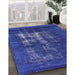 Mid-Century Modern Sapphire Blue Oriental Rug in Family Room, urb1893