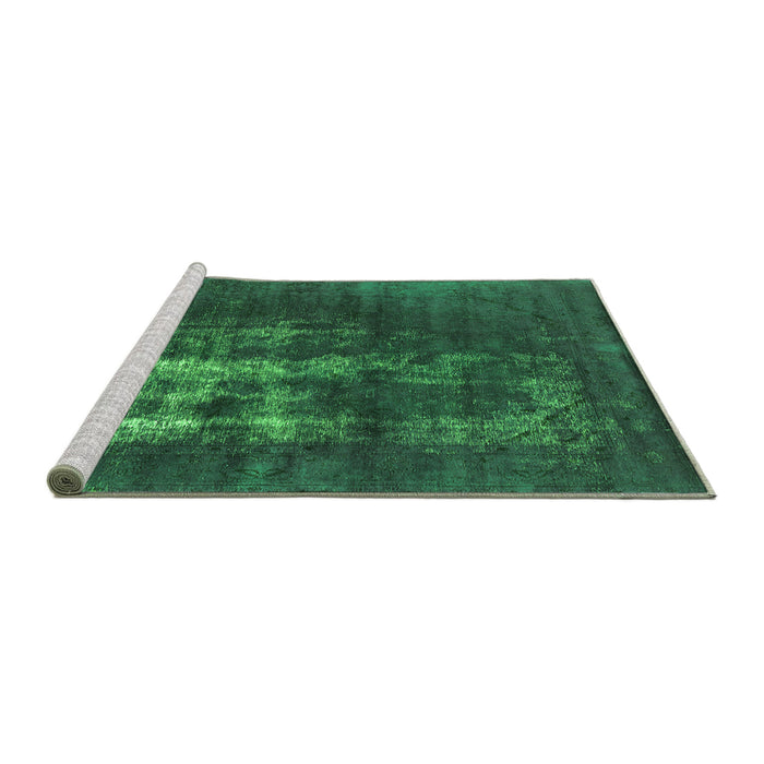 Sideview of Machine Washable Oriental Green Industrial Area Rugs, wshurb1893grn